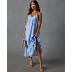 VICI 
Saskia Strappy Lace Trim Maxi Dress M Blue